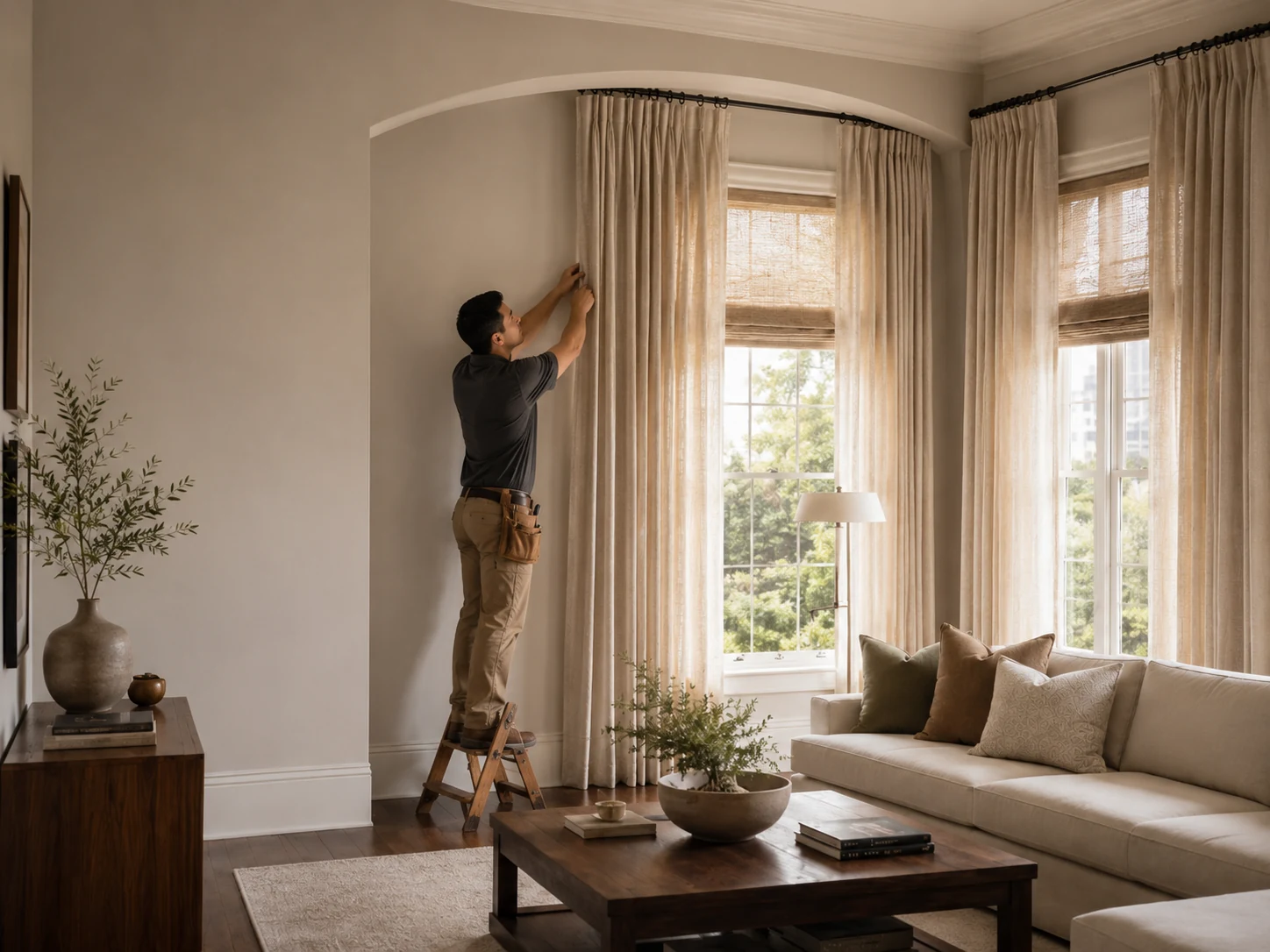 Professional window treatment installation